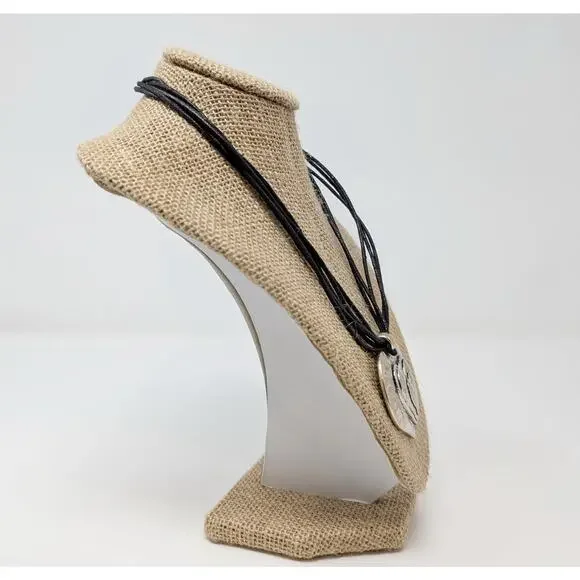 Silver Tone Layered Heart Necklace Earrings Set Multi-Strand Clip On Boho - Picture 10 of 13